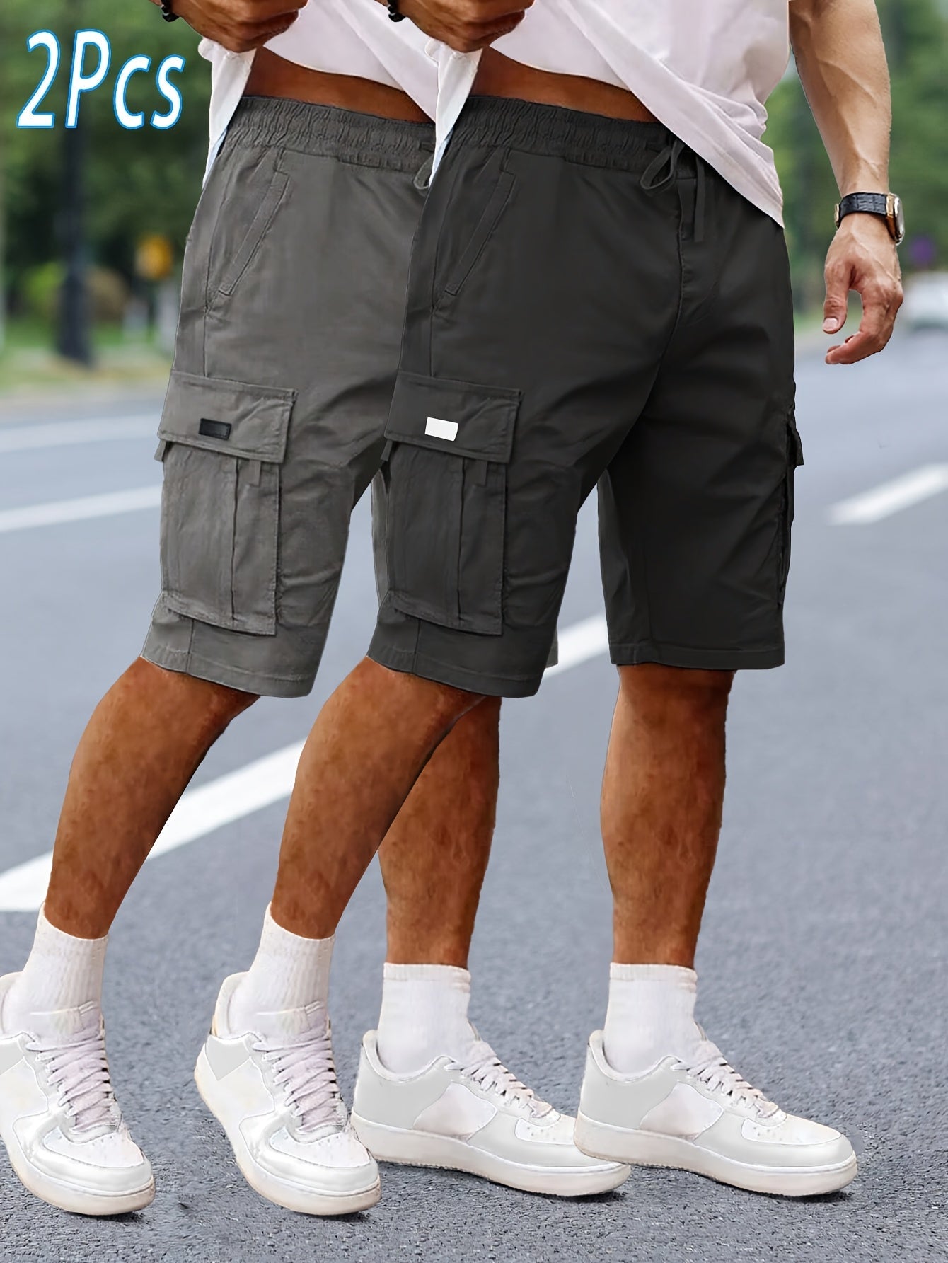 Men's Cargo Shorts 2-Pack – Casual Outdoor and Leisure Bermudas with Pockets