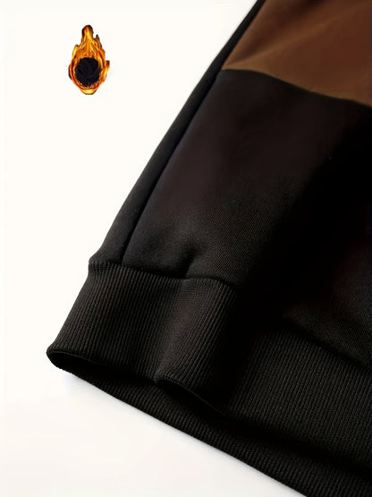 Men's color-block hoodie with hood and drawstring