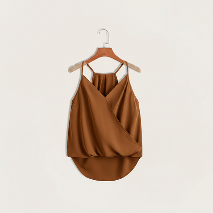 Women's Sleeveless Draped Halter Blouse – Elegant Business and Casual Look