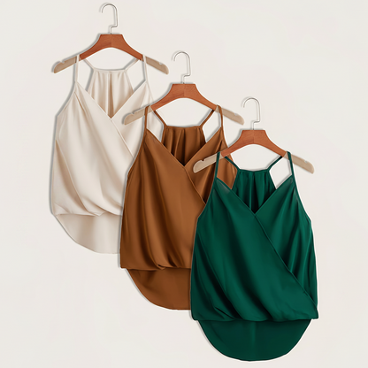 Women's Sleeveless Draped Halter Blouse – Elegant Business and Casual Look