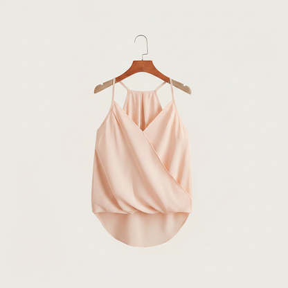 Women's Sleeveless Draped Halter Blouse – Elegant Business and Casual Look