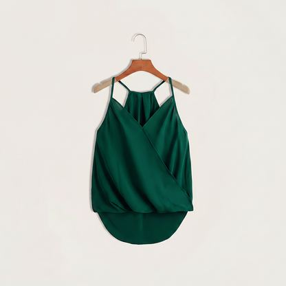 Women's Sleeveless Draped Halter Blouse – Elegant Business and Casual Look