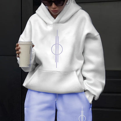 Unisex Hoodie Set Weiß mit Motiv & Jogginghose in passender Farbe