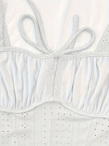 Women's Bustier Top with Broderie Anglaise and Lacing – Fashionable Summer Corset for Casual Wear and Parties