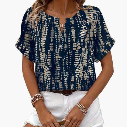 Women's Elegant Summer Blouse with Modern Print for Leisure and Everyday Wear