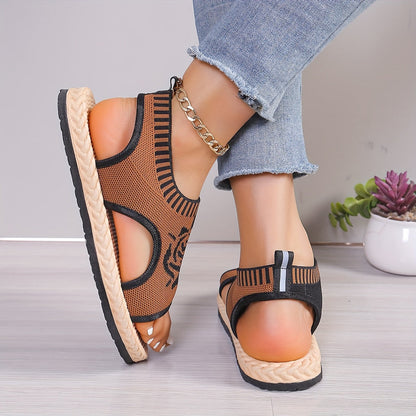 Damen Sommer-Sandalen mit Blumenmuster – Bequeme Freizeitschuhe mit offener Spitze
