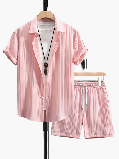 Men's Casual Set – Short-Sleeve Shirt and Shorts, Modern Summer Outfit, Sporty Look