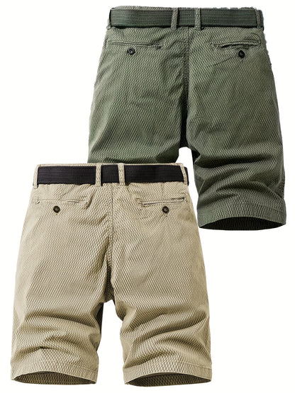 Men's Summer Casual Shorts with Belt – Breathable Regular Fit Bermuda Shorts for Everyday and Outdoor Use