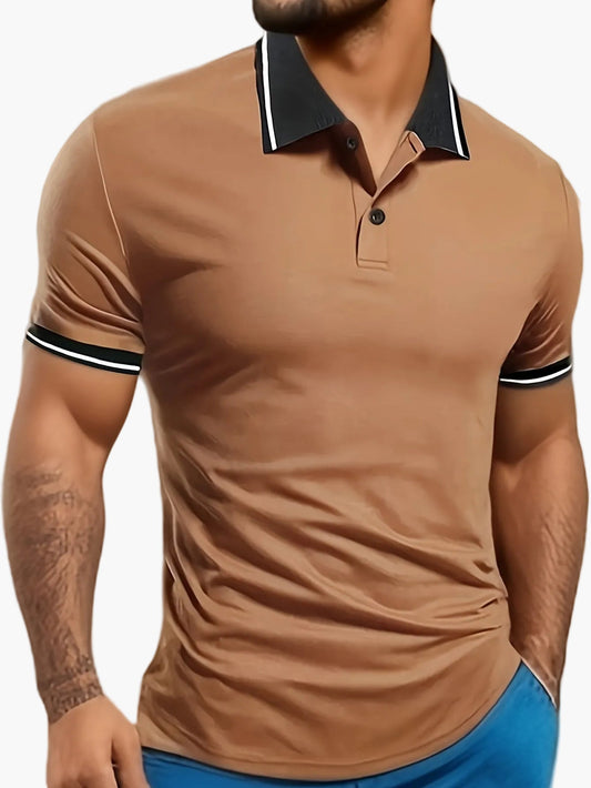 Men's Polo T-Shirt with Contrast Collar – Fashionable Casual Shirt for Everyday and Sports