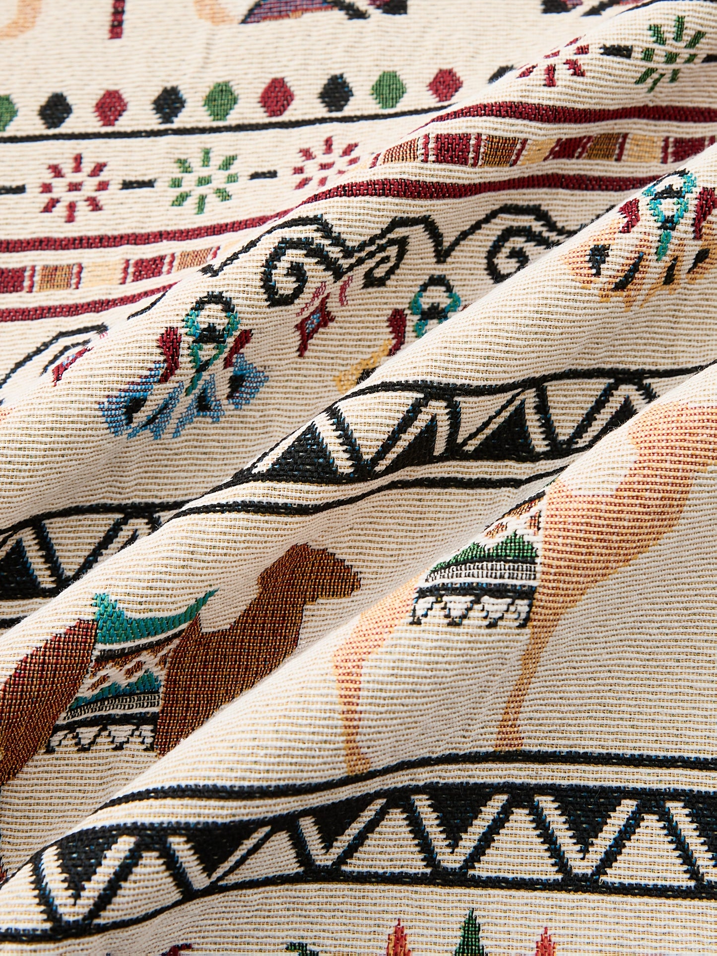 Men's casual long-sleeve shirt, patterned, ethnic print, beige