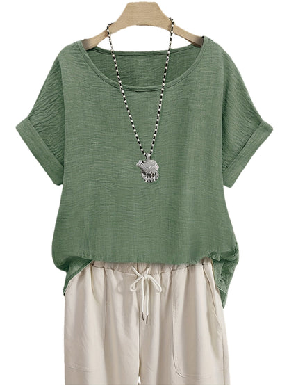 Women's Summer Blouse Short Sleeve Loose Elegant Casual Top