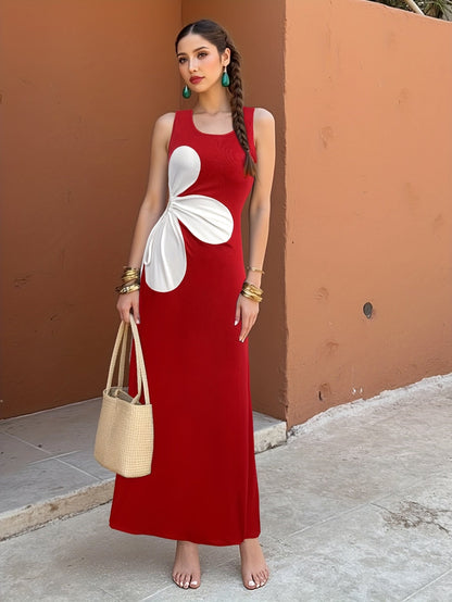 Women's Bodycon Dress with Cut-Out and Floral Design – Summer Party & Casual Style