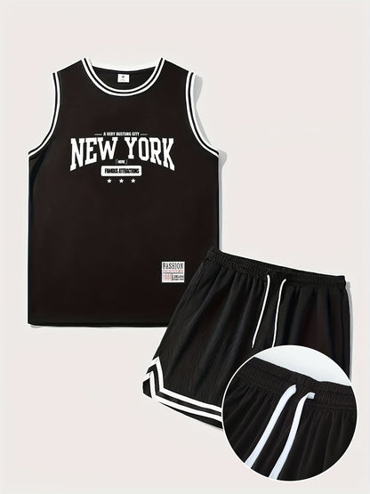 Men's Basketball Training Set New York Print Sports Outfit