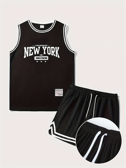 Men's Basketball Training Set New York Print Sports Outfit