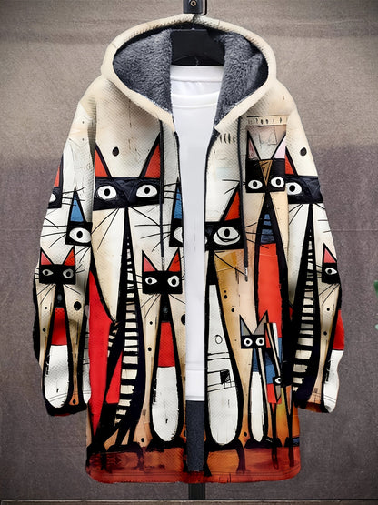 Hoodie Jacke mit Reißverschluss und Muster, Langarm, gefüttert