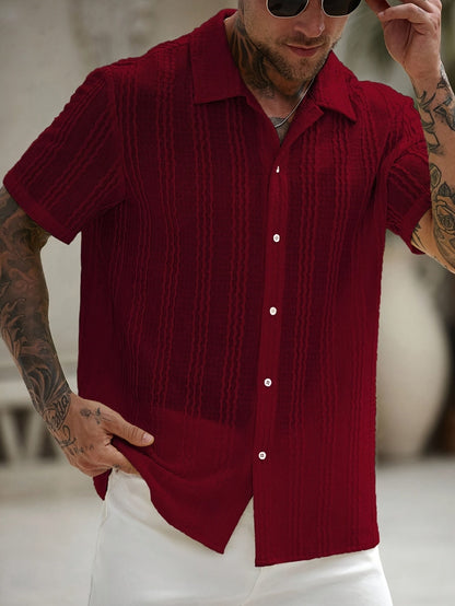 Men's Short-Sleeve Striped Shirt – Modern Summer Shirt for Leisure & Vacation