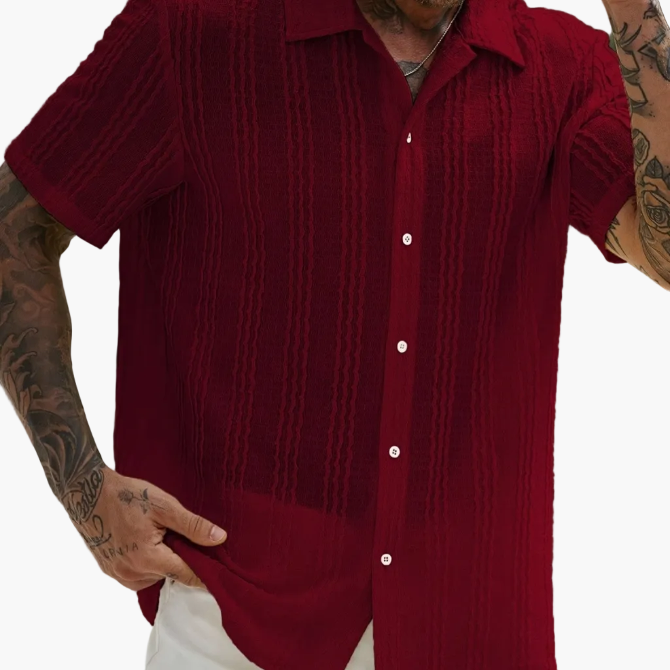 Men's Short-Sleeve Striped Shirt – Modern Summer Shirt for Leisure & Vacation