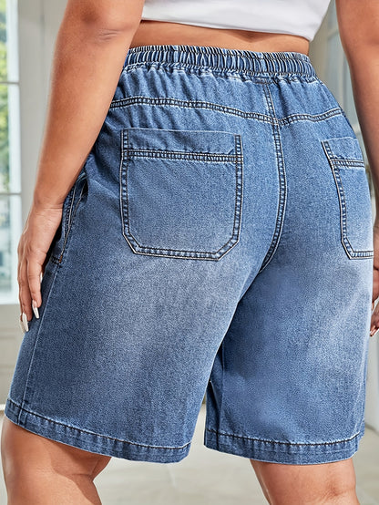 Women's Bermuda Denim Shorts in Casual Style with Drawstring – Perfect for Spring and Summer