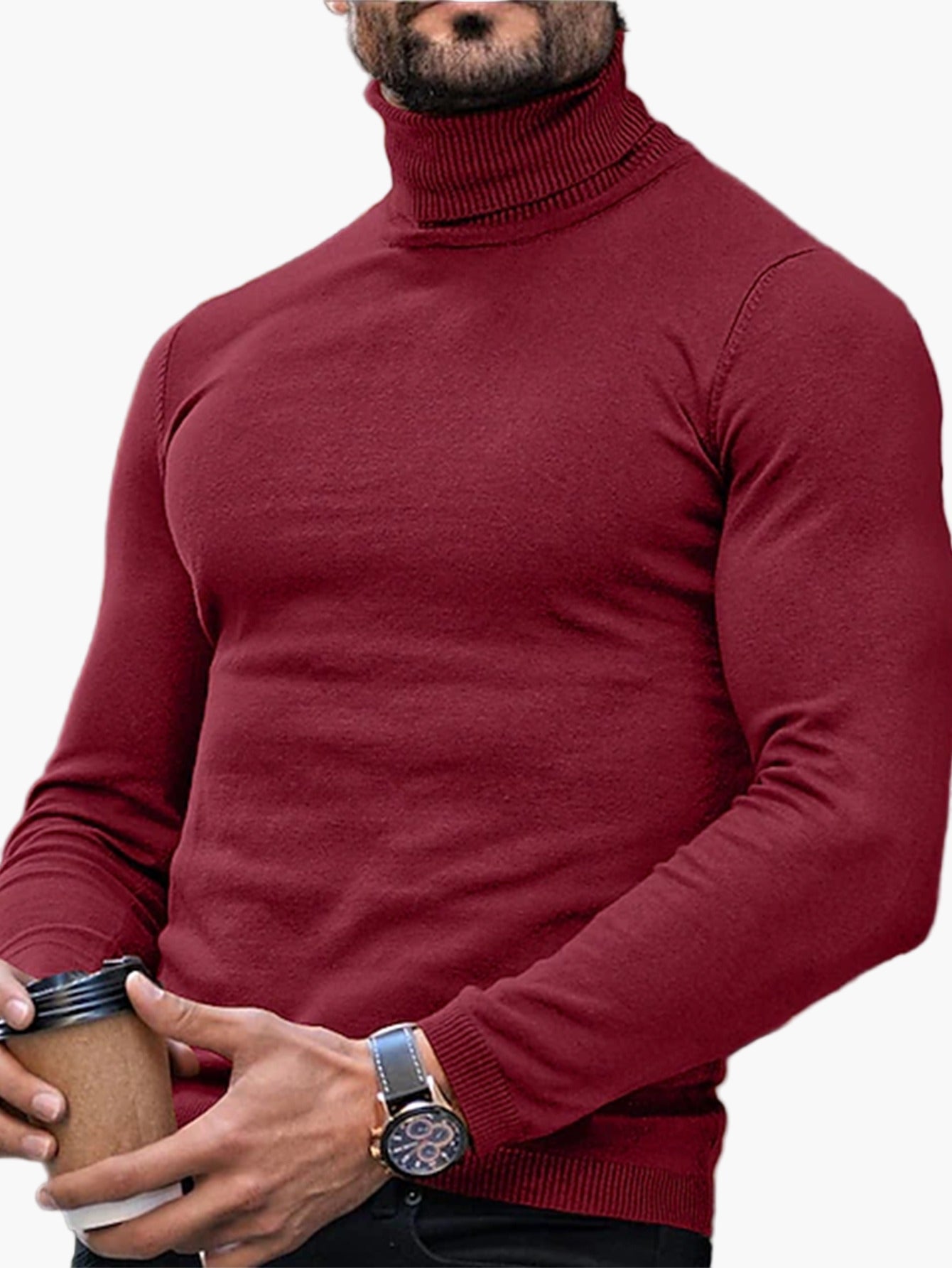 Herren Rollkragenpullover – Modischer, figurbetonter Strickpullover für Freizeit und Alltag