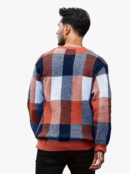 Herren Karierter Strickpullover im Lässigen Stil für Herbst und Winter