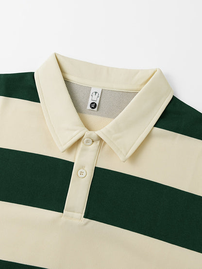 Gestreiftes Langarm-Poloshirt mit Kragen