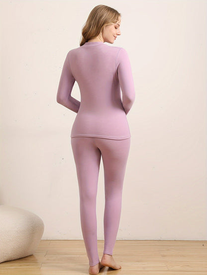 Damen Thermo-Set Warm Gefüttertes Oberteil und Leggings