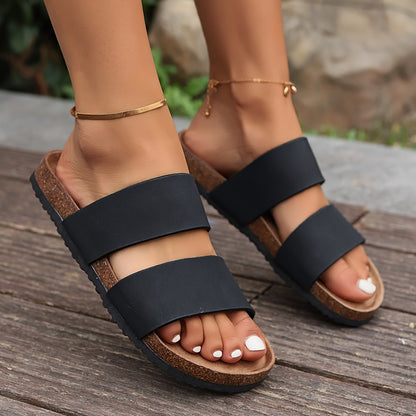 Women's Comfort Sandals with Double Straps – Fashionable Casual Shoes for Summer