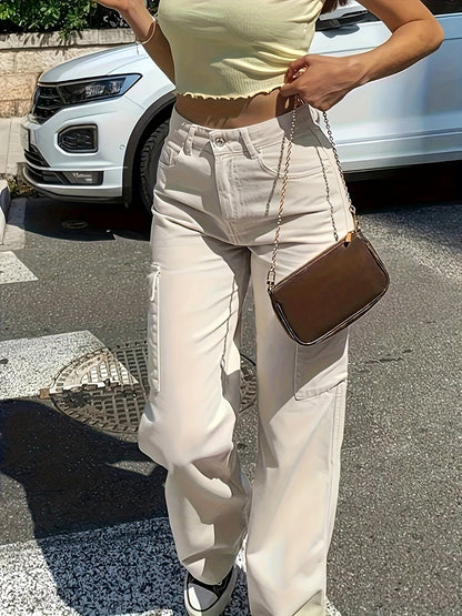 Women's Cargo Pants in Casual Style with Straight Leg and Side Pockets – Perfect for Everyday & Vacation
