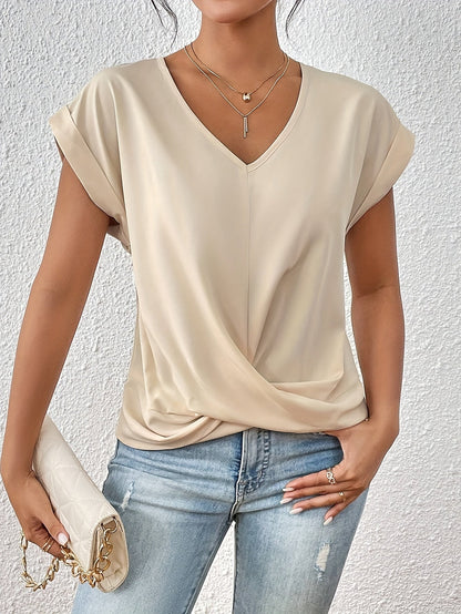 Women's Elegant Wrap Blouse with V-Neck for Everyday and Office