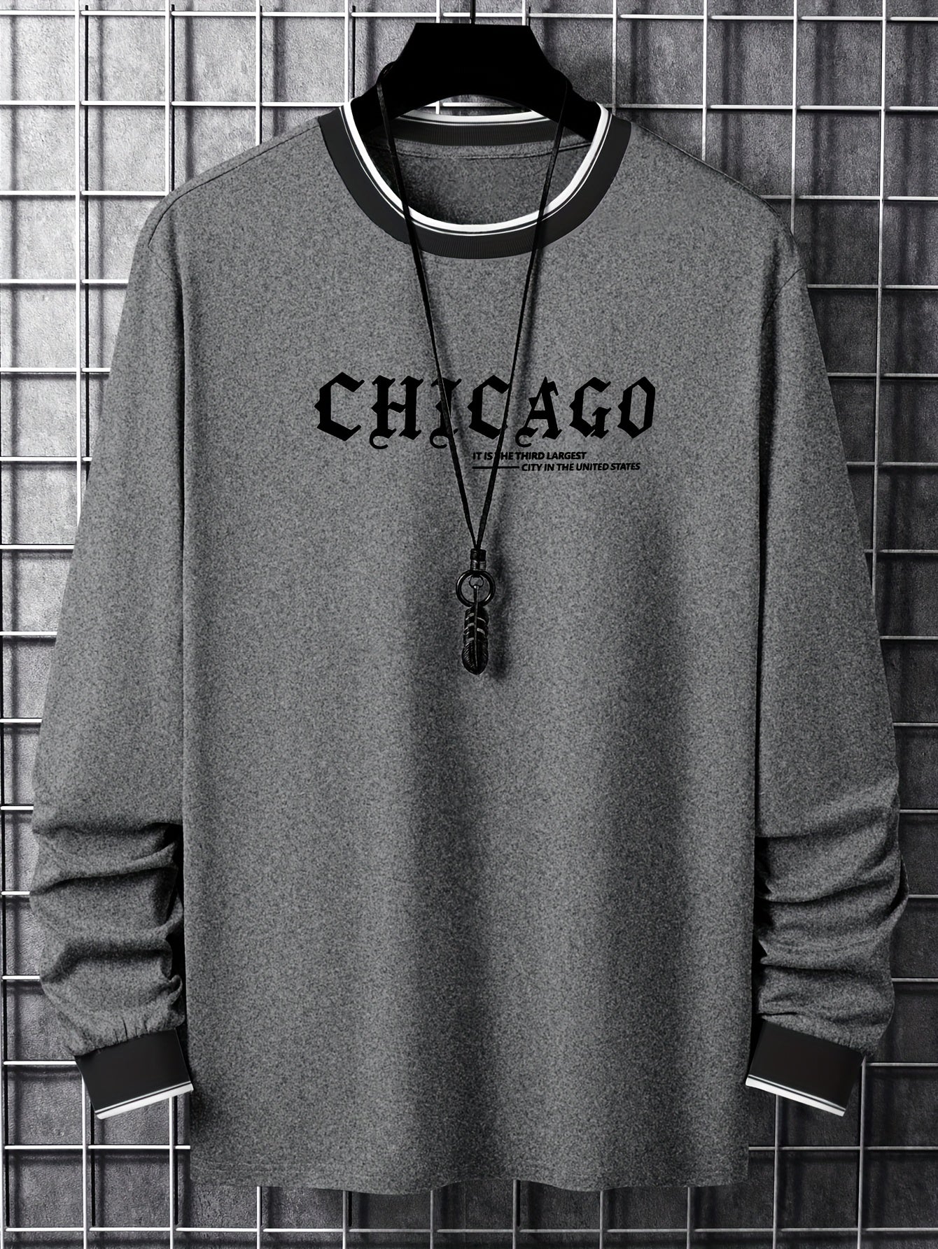 Herren Langarmshirt "Chicago" mit Rundhalsausschnitt und Rippbündchen