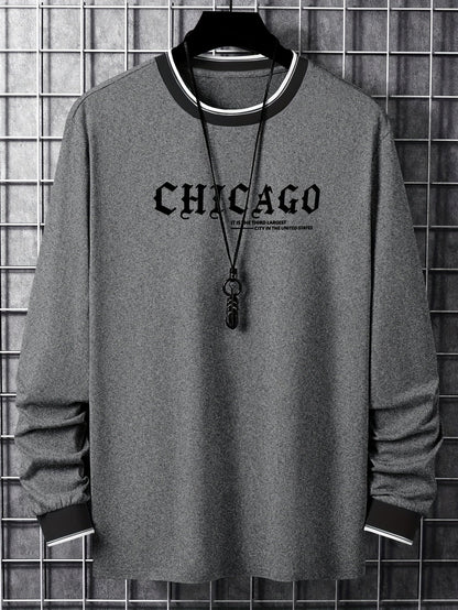 Herren Langarmshirt "Chicago" mit Rundhalsausschnitt und Rippbündchen