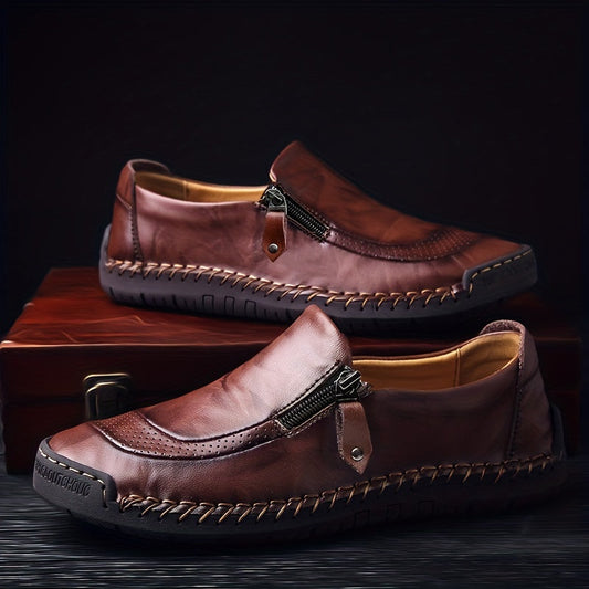 Men's Vintage Casual Shoes with Zipper – Comfortable Slip-Ons for Everyday and Party