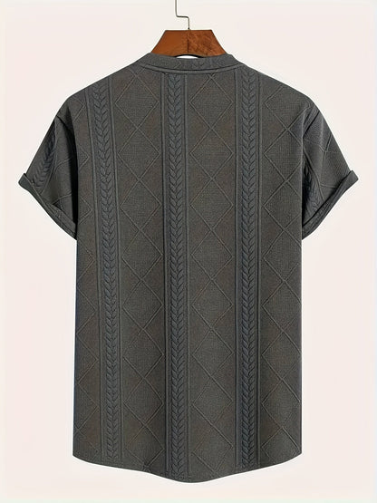Men's T-shirt with knit pattern look, short sleeves, casual style, ideal for everyday wear and leisure