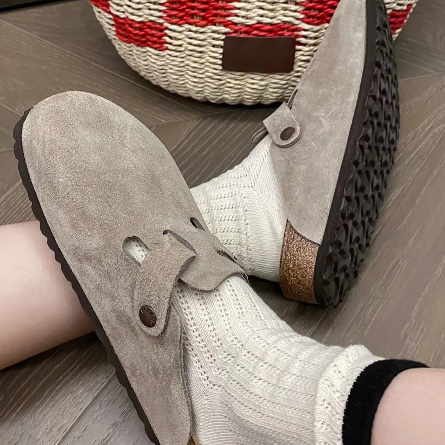 Sophie – Französische Retro Halbschuhe mit geschlossenem Zehenbereich aus veganem Leder