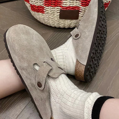Sophie – Französische Retro Halbschuhe mit geschlossenem Zehenbereich aus veganem Leder