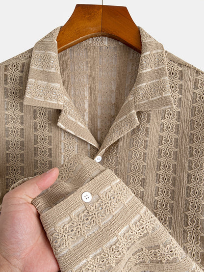 Herren Kurzarm Resorthemd mit Spitze und Knopfleiste – Modernes Freizeitshirt für Sommer und Urlaub
