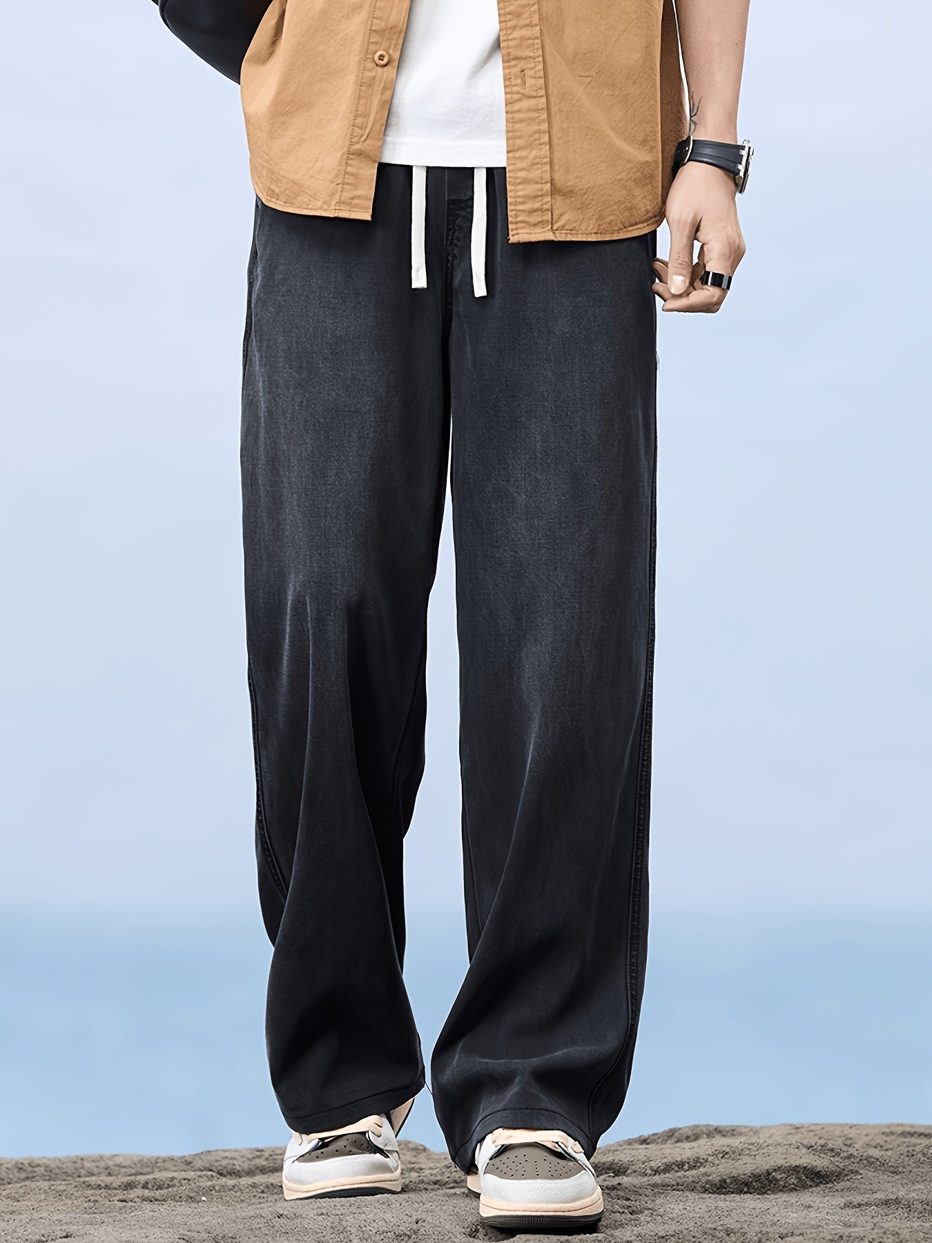 Men's Loose Casual Jeans with Drawstring – Relaxed Street Style for Everyday and Leisure