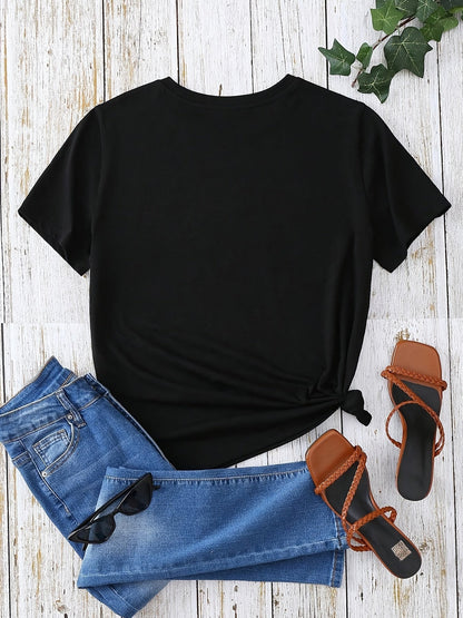Women's T-Shirt with Floral Feather Graphic – Casual Summer Style
