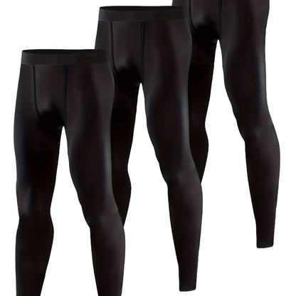 3-Pack Men’s Black Thermal Compression Pants