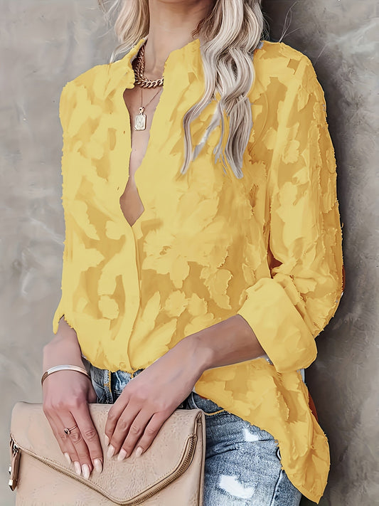 Women's blouse with floral texture and modern cut – stylish casual and office wear