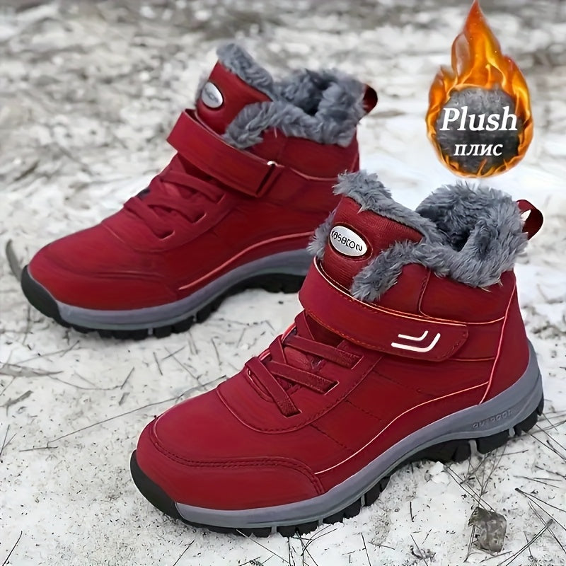 Winterstiefel gefüttert mit Klettverschluss und Schnürung, rutschfeste Sohle