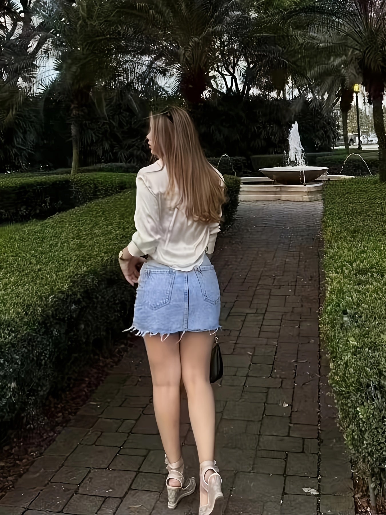 Women's Elegant Street Style Blouse Shirt and Denim Skirt Set – Fashionable Summer Look for Everyday and Leisure