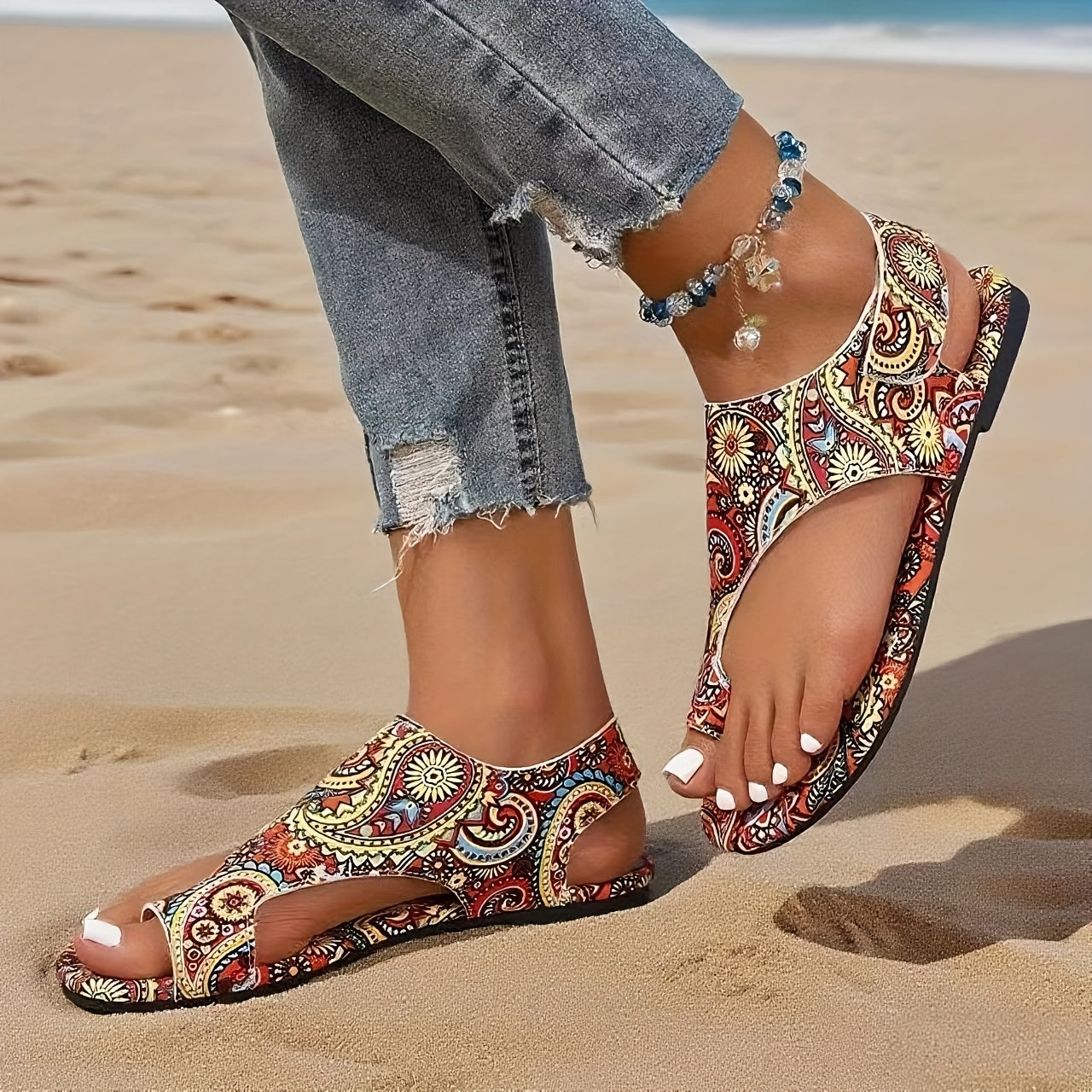 Women's Summer Sandals Tribal Style – Comfortable Casual Flip-Flops for Beach & Everyday Use