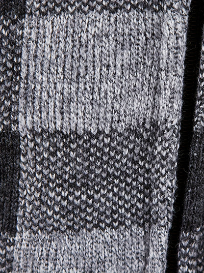 Herren Karierte Strickjacke mit Kapuze und Reißverschluss, gefüttert