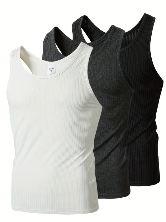 Men's Sports Tank Top 3-Pack – Comfortable Sleeveless Basic Tops for Training, Leisure & Everyday Wear