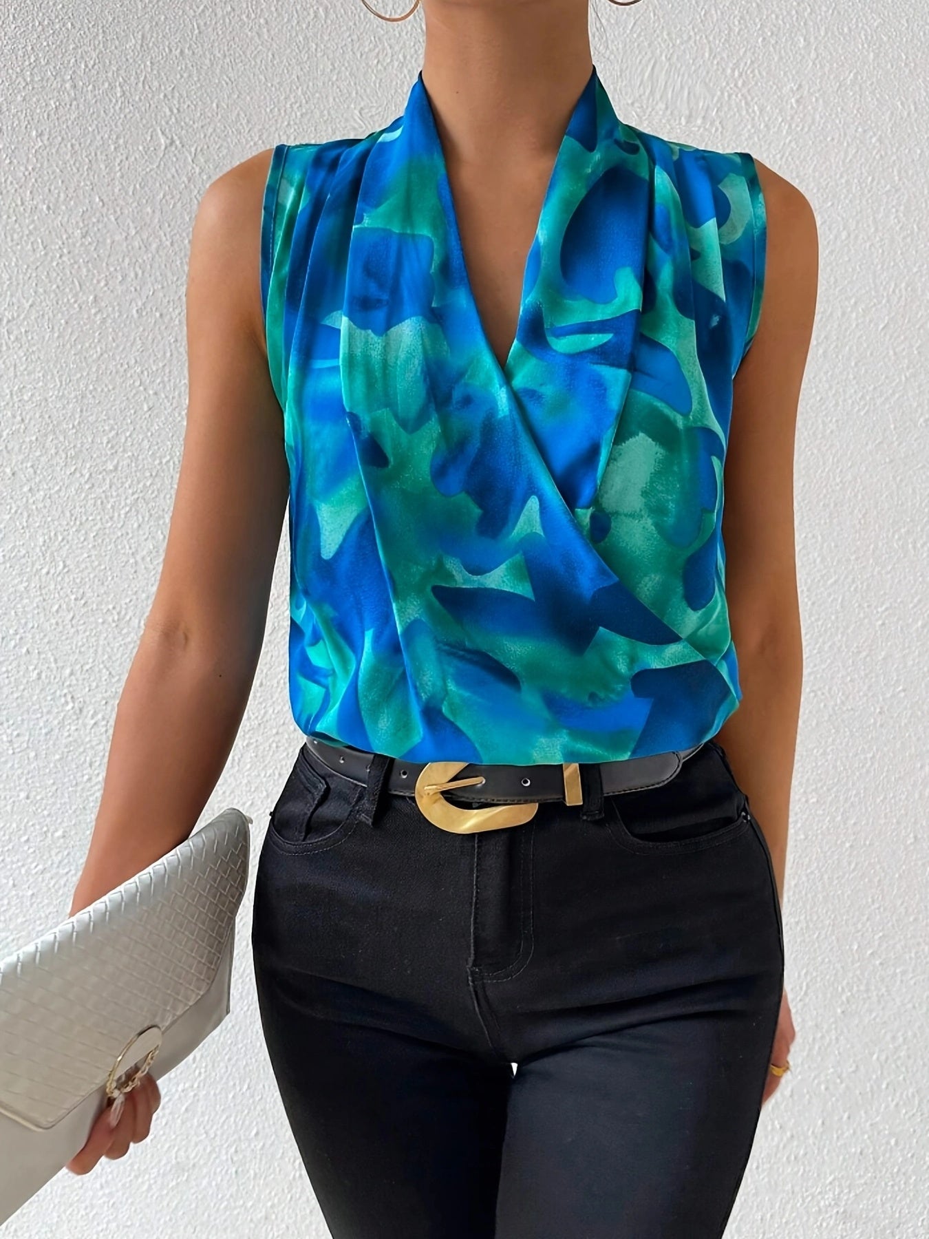 Women's Wrap Blouse Elegant Sleeveless Modern Business and Casual