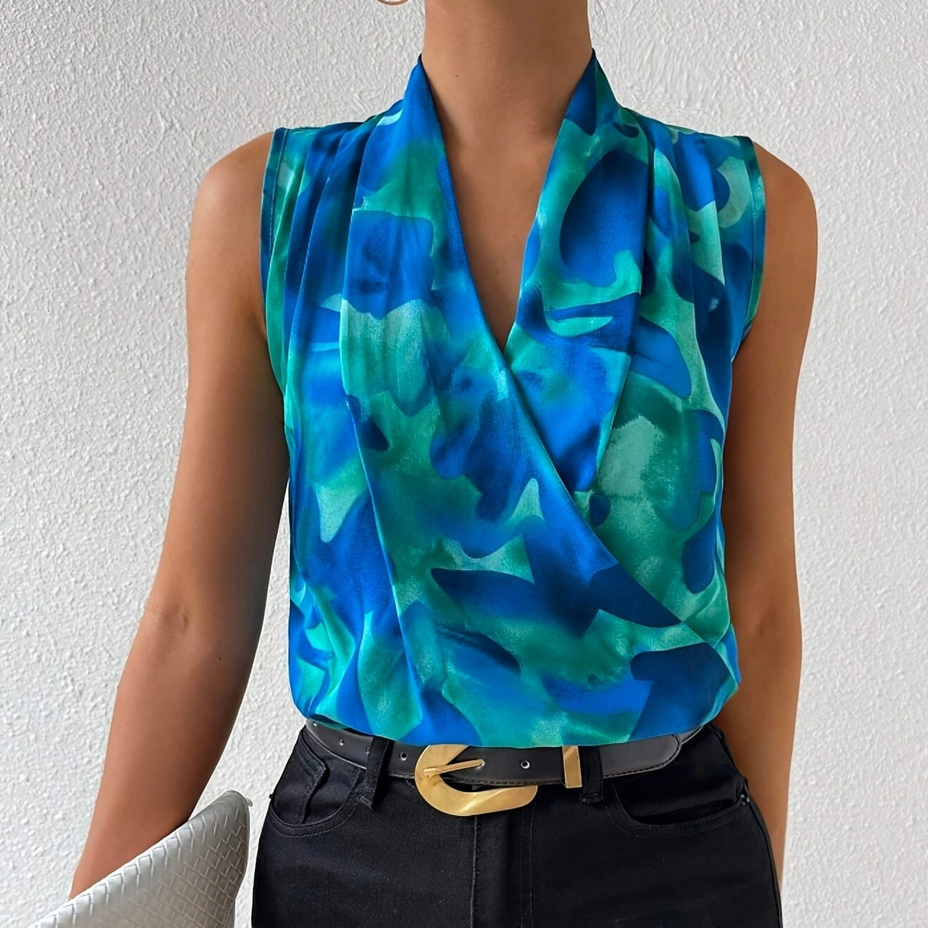 Women's Wrap Blouse Elegant Sleeveless Modern Business and Casual