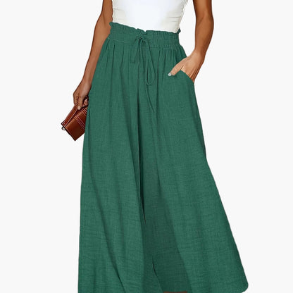 Women's Elegant Wide High Waist Palazzo Pants with Pockets – Perfect for Office & Leisure