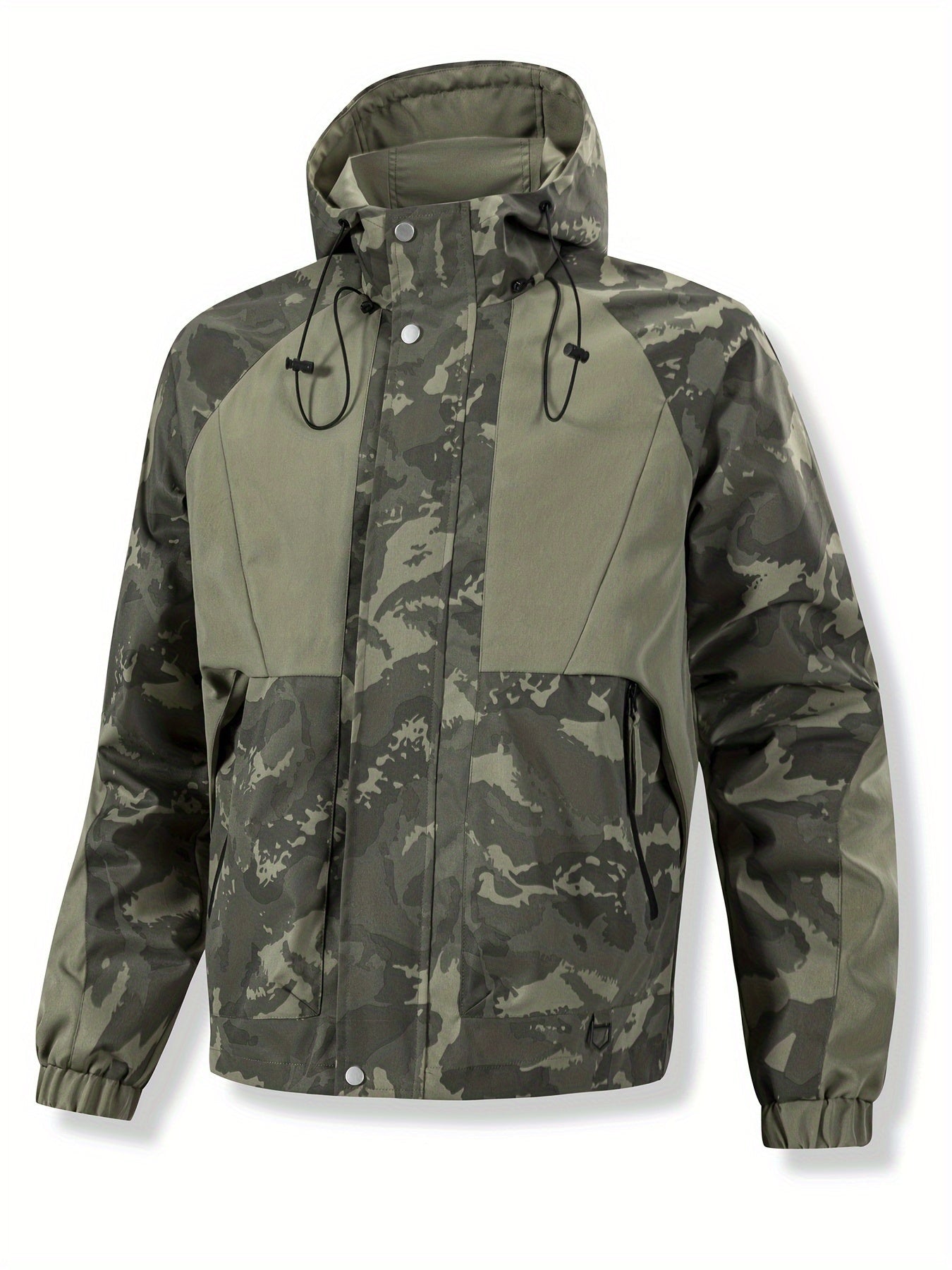 Men's camouflage jacket with hood and zipper