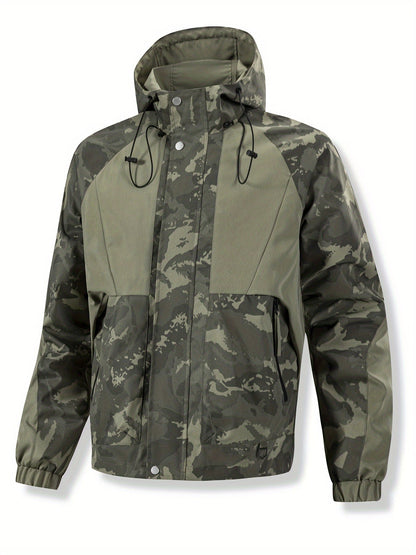 Men's camouflage jacket with hood and zipper